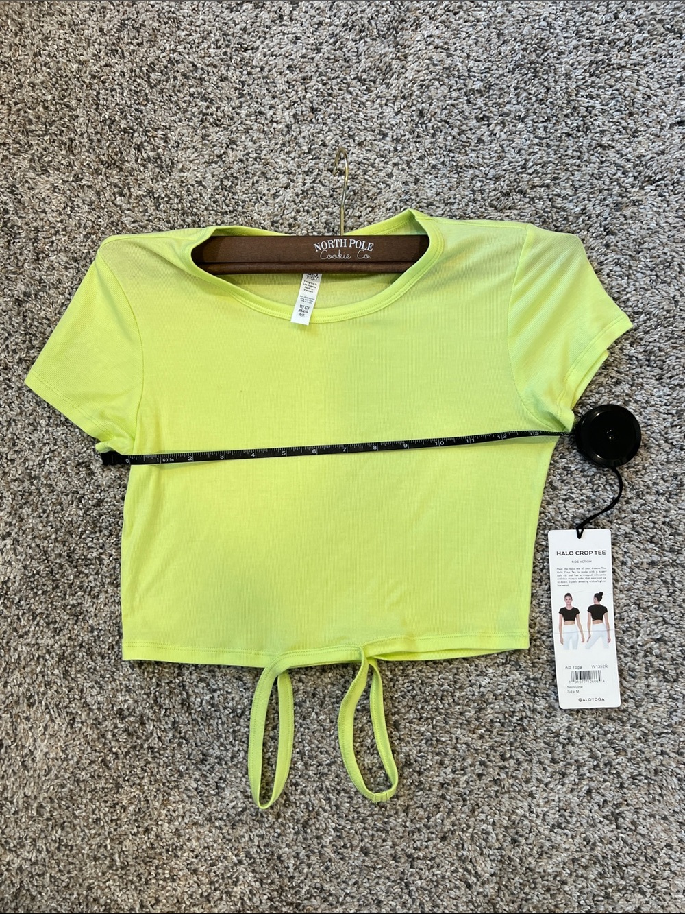 ALO Yoga Neon Lime Crop Tie-Front Tee